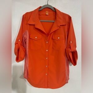 lucy Orange front button down top xl